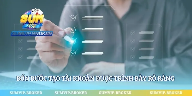 Bốn bước tạo tài khoản được trình bày rõ ràng dễ thao tác