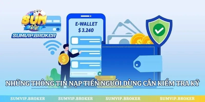 Những thông tin nạp tiền người dùng cần kiểm tra kỹ